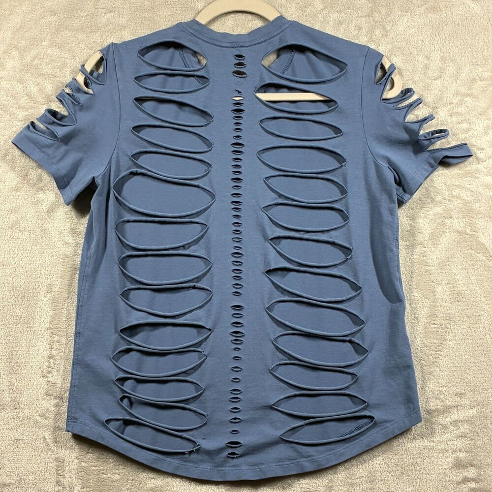 Lululemon Blue Gray Custom Shredded Love Crewneck Round Hem Festival Fits Small